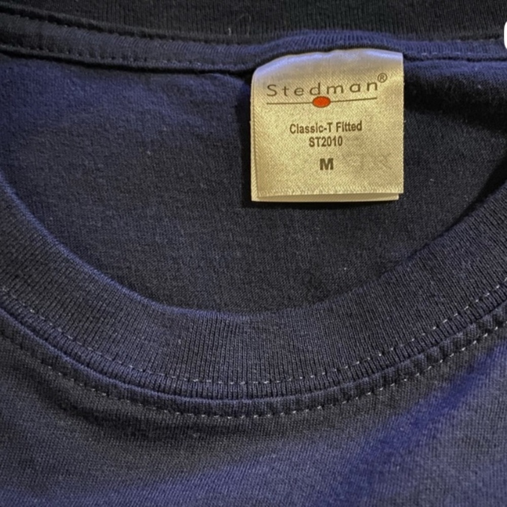 Y2K Bundle of 2 Stedman Graphic Tees Short Sleeve Crewneck Medium Navy Blue - Picture 5 of 6